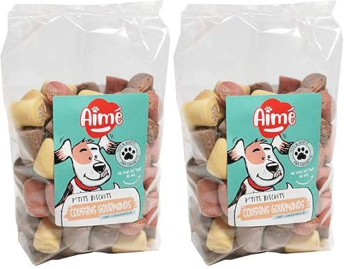 Aimé - Biscotti per Cani 500g - Snack e Premietti a Base di Calcio con Vitamine A, D3, E - Senza Conservanti (Confezione da 2)