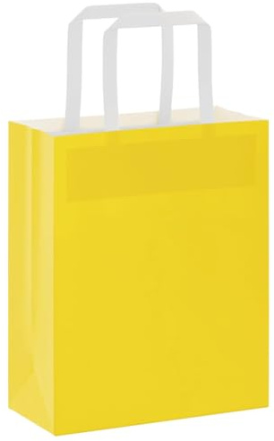 vidaXL Papiertragetaschen 50 Stk., Papiertüten mit Henkeln, Papiertüten, Geschenktüten für Einkaufen Hochzeiten Verpackungen Partys Geburtstag Weihnachten, Gelb 18x8x22cm