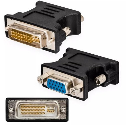 TECHZOCO Adaptador DVI a VGA, Adaptador Convertidor Unidireccional Dvi-i a Vga, DVI-I 24+5 Macho a VGA Hembra, 1080P Full HD, 60Hz 1080p, Apto para Tarjeta gráfica vídeo para PC, proyector, 1 Unidad