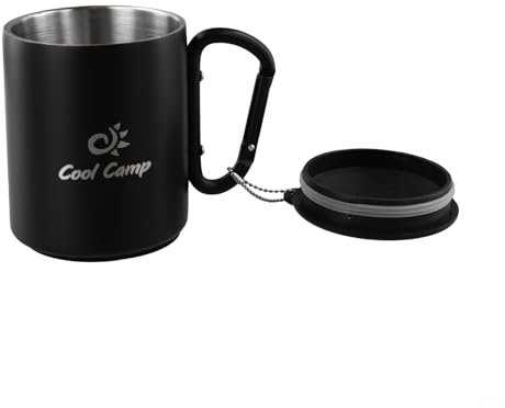 Tasse avec couvercle sécurisé et mousqueton, parfaite pour les voyages et les loisirs en plein air (300 ml)