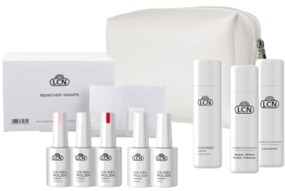LCN UV-Gel Polish Starter Basic Set - Einsteiger-Set für Naildesign - Ohne LED-UV-Lampe, 3 Farben, Base & Top Coat - Vegan, HEMA-frei