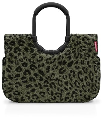 reisenthel loopshopper L teddy leo olive – Stabile Tasche mit praktischen Fächern aus recycelten PET-Flaschen – Charmantes und wasserabweisendes Design