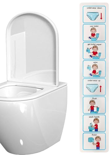 Entrenamiento para ir al baño Visual-Gráfico de 51 cm, Ayuda de Programa Visual, Guía de rutina impermeable | Gráfico de baño autoadhesivo con secuencia personalizable, recurso de aprendiz