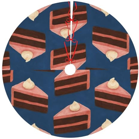 Christmas Tree Skirts Cake Slice Pattern Xmas Tree Mat Christmas Ornament 30