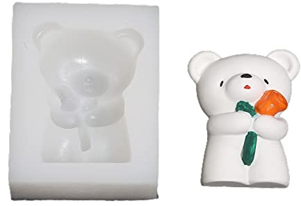 KAHDGSS Moule 3D en Silicone en Forme d'ours Artisanal en Forme De Fleur Bordure De Gâteau Fondant en Résine Décoration De Mariage pour Bricolage Bonbons Argile Chocolat Résine Époxy Ornements De