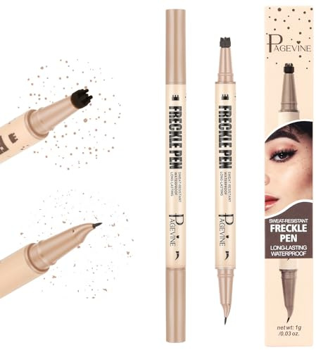 BUTBU Freckles Pen 2 i 1 Frecklesstämpel med två spetsar och ögonbrynspenna Eyeliner enkel, med precis spets i 15°. Naturligt smink för alla hudtyper #02