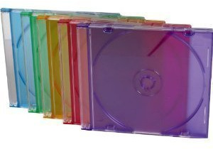 Eurosonic 10 Pack Slim CD DVD Multi Couloured Jewel Cases In Pink Blue Purple Green And Yellow