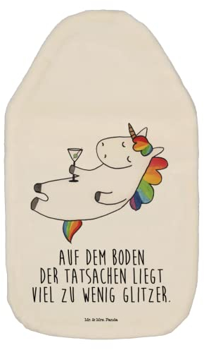 Mr. & Mrs. Panda Wärmflasche Einhorn Cocktail - Geschenk, Rum, Wärmekissen, Einhörner, Wärmflasche mit Bezug, Bettflasche, Cuba Libre, witzig,