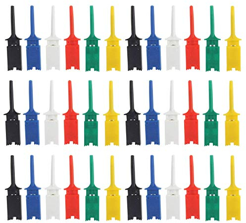 Elektronische Mini Test Sonde Set IC Haken Test Clip, Mini Grabber 6 Farbe Test Probe-Haken für Repair Tool,PCB Tester Grabber, Multimeter pinzette clip, 6 Farben, 30 Stücke, 50 mm