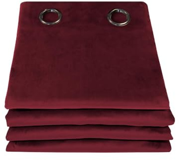 Moondream DecibelControl™ 3-in-1 Soundproof Curtain | Noise Reduction | Thermal Insulation | 100% Blackout | Patented Technology | Velvet | Grommet | 52 W x 84 L | Red - Currant MC214