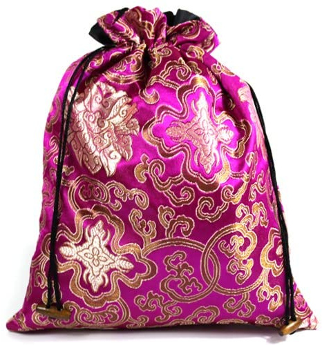Only My Live Home Bolsa de almacenamiento de lujo jacquard portátil para zapatos de viaje, con cordón, de seda china, brocado, joyería, cubierta antipolvo para embalaje de regalo (fucsia)