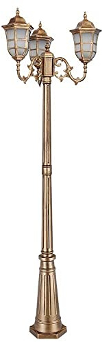 XMFXIAO 3-Lights E27 Outdoor Column Lamp Tradition Classic Victoria Glass Lantern Aluminum Waterproof Antirust Floor Lamp Street Post Light Villa Garden Patio Lawn Decoration Bollard Lamp