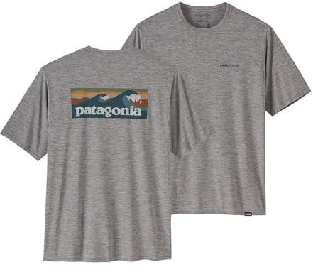 Patagonia M's Cap Cool Daily Graphic Shirt - Waters Boardshort Logo Abalone Blue: Feather Grå XL, Boardshort Logo Abalone Blue: Feather Gray, XL