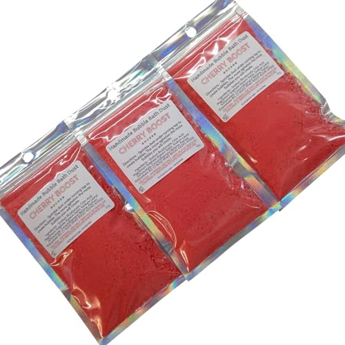 3 x Cherry Boost Bubble Bath Dust (Bath Bomb Dust with Lasting Bubbles) Contains Epsom Salts
