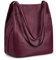 Kattee Sac à main en cuir véritable souple pour femme avec fermeture magnétique sur le dessus, violet foncé, Medium, Hobo