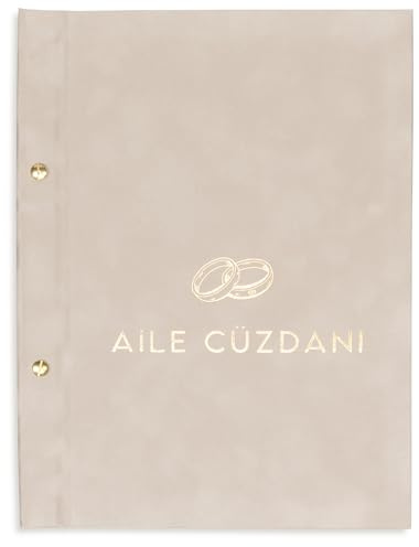 A4 Stammbuch Aile Cüzdani Grau Gold Kitap Samt Familienstammbuch incl. Prospekthüllen