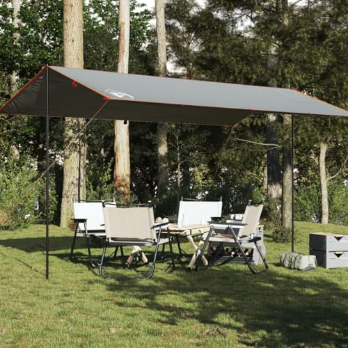 Tino Tech Tarp Outdoor Tent Zeltunterlage für Ourdoor Camping Camping Zelt Plane Ultraleicht Camping Zeltplane Wasserdicht Tarp Zeltplane Tarp für Hängematte 500x294 cm Grau und Orange Polyester