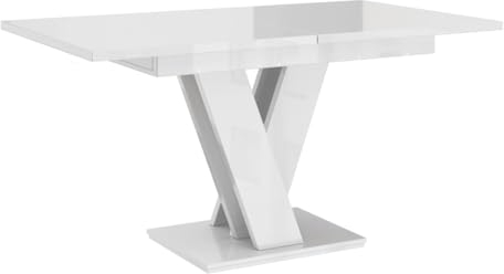 PROROOM FURNITURE - Malvi - Esstisch Ausziehbar auf 160 cm - 120x80x75 cm - Modern - Dinner Table - Esszimmertisch - Tisch für Esszimmer, Wohnzimmer - Ausziehtisch - Weiß Hochglanz