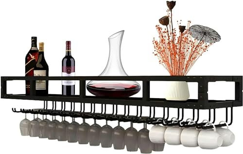 ACRaBoss Portabicchieri da Muro, Portabicchieri da Appendere, Facile da Installare, Ripiano in Metsalvaspazio, Robusto e Durevole, Portabicchieri da Cucina, Bar/Black/100Cm