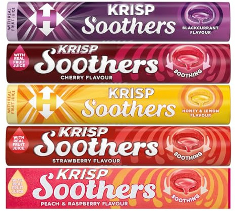Soothers Variety Pack – 5 x 45g (Blackcurrant, Cherry, Honey & Lemon, Strawberry, Peach & Raspberry)