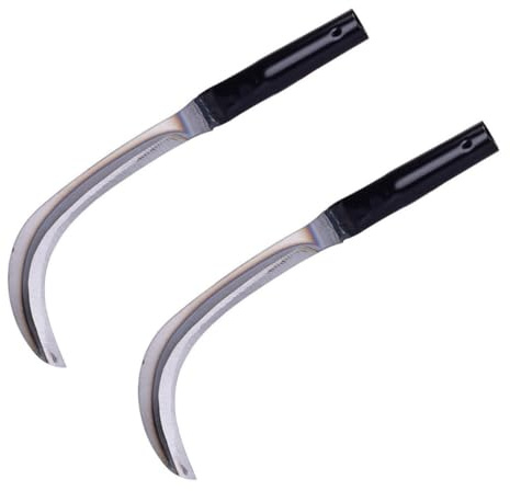 Parliky 2pcs Japanese Scythe Knife Folding Garden Tool for Sickle Long Handle Effortless Agricultural Reaping Knife