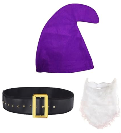 jokeshop Seven Dwarf/Dwarves 3 Piece Set (Hat, Beard and Belt) Garden Gnome Fantasy Fairytale Adults Fancy Dress Costume