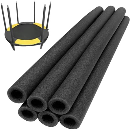 6 piezas tubos de espuma para trampolín – mangas protectoras de 88 cm para postes, accesorios antideslizantes y resistentes a las inclemencias del tiempo, azul/negro, para uso interior y exterior