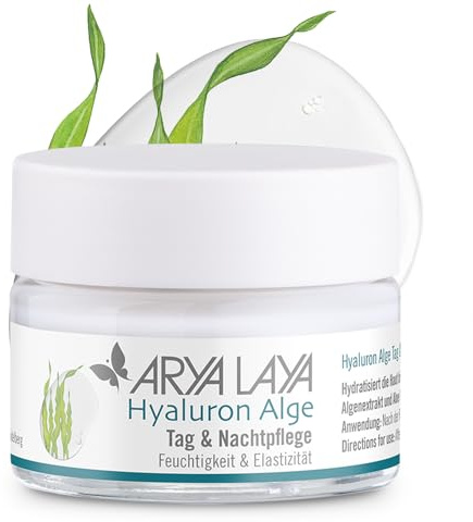 ARYA LAYA Hyaluron Alge Tag & Nachtpflege, 50 ml | Aufpolsternde Feuchtigkeits-Creme mit Hyaluronsäure, Algen-Extrakt & Bio Aloe Vera, gegen Trockenheitsfältchen, vegan