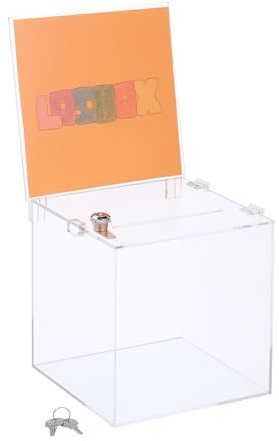 Relaxdays Scatola Trasparente con Lucchetto, Cassetta Soldi Donazioni e Schede, Salvadanaio Acrilico, HLP: 40,5x21x25 cm