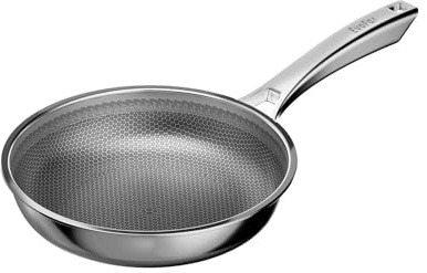EvoFar 24cm Tri-Ply Stainless Steel Non Stick Frying Pan, Induction Pan for Even Heat Cooking, Heat-Resistant Handle, Suitable for All Hobs