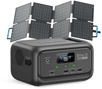 BLUETTI Generatore Solare Portatile Elite 10 con Pannello Solare da 60W (spedizione separata), 128Wh, 200W AC, compatto e leggero, ideale per campeggio, viaggi, blackout ed emergenze UPS.