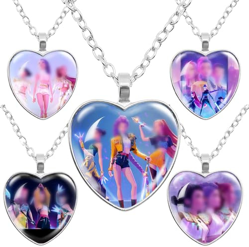 ZXTGBQ 5Pcs collier en forme de coeur, collier démon, accessoires pendentif en forme de cœur, pendentif accessoires de cosplay, suitable for fans to collect and also cadeaux pour garçons et filles