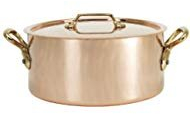 De Buyer 6447.20 Schmortopf aus Kupfer mit Deckel, Messing, Durchmesser 20 cm
