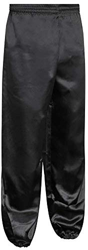 Playwell Tai Chi/Wushu 100 % silke svarta manschetter ankelbyxor Svart 170cm