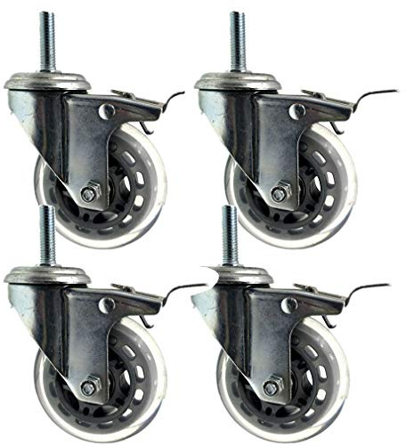 Zlovne 4X Lenkrollen mit Bremse, Möbelrollen, Schraube M8/M10/M12, Leise Transparente Rollen, Geeignet für Heimklinikschulen