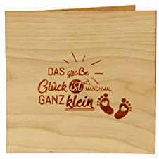 Original Holzgrußkarte - Glückwunschkarte Baby Geburt, Motiv Das große Glück - 100% Made in Austria, Kirschholz - Karte zur Geburt, Geburtskarte, Geschenk, Grußkarte, Babykarte uvm