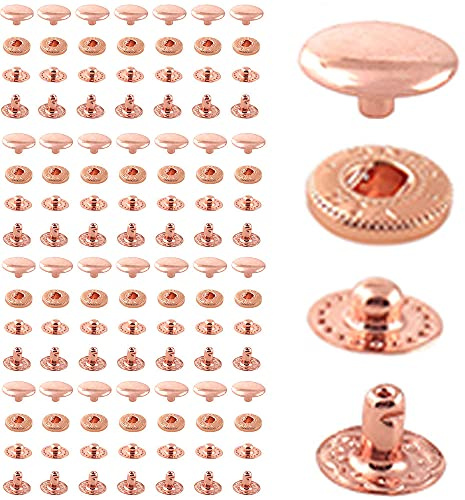 Noyin Snap Fasteners 10mm Snap Button Press Studs Snap Rivet Buttons Poppers Snap Fasteners for Clothing Leather Jeans Jackets Bracelets Bags 2/5'' 10set (Rose Gold)