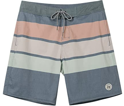 SURF CUZ Men's Vintage Cruzer Stretch Boardshort Chino Shorts（Deep Gray -Stripe，32）