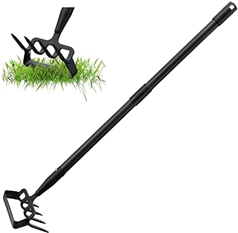 Gartenhacken zum Unkrautjäten, Werkzeug für Hacken mit Halterung für Garten mit verstellbarem Ring, Langer Griff-157cm, verstellbar, zum Jäten