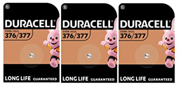 3X Duracell 376/377 SR626 SR626SW with Silver Oxide (3 Blister Packs of 1 Battery) 3 Batteries
