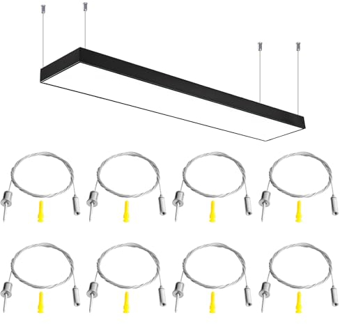 8 Piezas Cables de Acero Inoxidable Ajustable 2m ×1,5mm Cuerda de Alambre Trenzado Tendedero para Colgar Fotos/Panel LED/Ropa/Cuadros, Techo Cables de Instalación de Suspensión