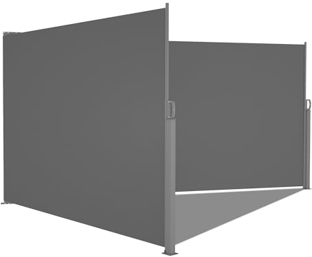 HOMEDEMO Doppel-Seitenmarkise ausziehbar, Sichtschutz Sonnenschutz Markise, Windschutz Wasserdicht Seitenzugmarkise, 180 x 600 cm Anthrazit, Seitenrollo für Balkon, Terrasse, Garten