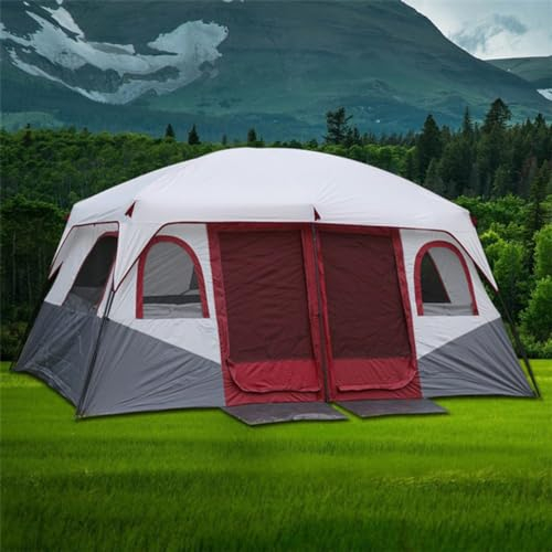 Strandzelt Groß Strandmuschel Pop Up Campingzelt Einfach Aufbaubar,Wasserdichtes Großes Familienkuppelzelt Mit Sichtschutz,Strandzelt Mit Tragetasche Zum Wandern Im Freien ( Color : /Red , Size : 8-12