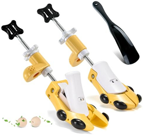 Masvan Shoe Stretcher for Men Women Thick Wide Feet, 6-Way Shoe Tree Expander Adjustable Length Width & Height, Sneakers Widener Spin Loosen Toe Box Heel High Instep (Yellow for Men's Size UK 7-12)