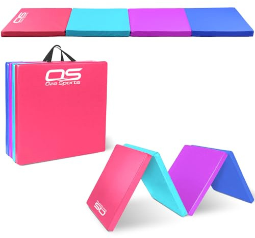 Gymnastic Tumble Exercise Mat Non Slip PU Leather Surface High Density Polyether Material 6FT Long Tri Folding Crash With Carry Handles perfect for gymnastics yoga Pilates (Multicoloured)