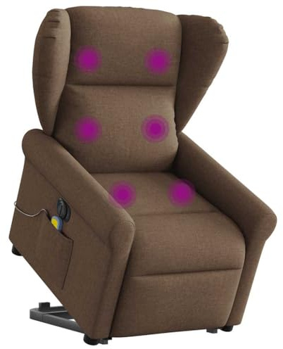 vidaXL Elektrischer Massagesessel mit Aufstehhilfe Braun Stoff, Relaxsessel, Sessel mit Aufstehhilfe, Massagestuhl, Sessel, Sessel mit Massagefunktion