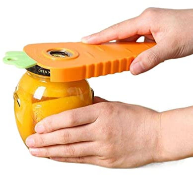 POVVFRTY Abrelatas magnético, abrelatas multifunción 5 en 1, Juego de abrebotellas, Varios tamaños, fácil de Usar for niños, Ancianos y Pacientes con artritis/606(Carrots)