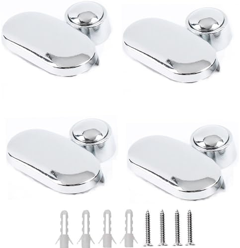 Frameless Mirror Clips - Zinc Alloy Mirror Floating Glass Clip - Oval Mounted Mirrors Bracket - Bathroom Fitting Suitable 3-5mm Thick Glass- (4 Pcs)