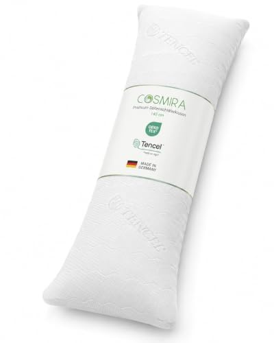 Cosmira Premium Seitenschläferkissen 165 cm – Ergonomisches Körperkissen mit verstepptem Tencel Bezug – anschmiegsam & atmungsaktiv – Allergikerfreundlich, waschbar, Oeko-TEX Zertifiziert