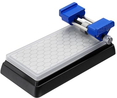 Trintion Diamond Sharpening Stone Set with Honing Guide 400/1000 Grit Double-Sided Whetstone Non-Slip Base & Angle Fixer for Kitchen Knives Chisels Planes and Scissors (Black Sharpening Stone Set)